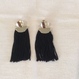 Saks Fifth Avenue OFF Black Tassel Earrings